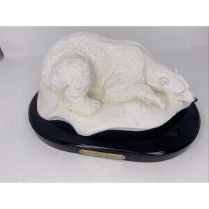 1993 DUCKS UNLIMITED Canada Polar Bear Sculpture Statue Polar Chill White Resin